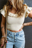 Ruffled Scoop Neck Knit Top - Trendsi - Flyclothing LLC