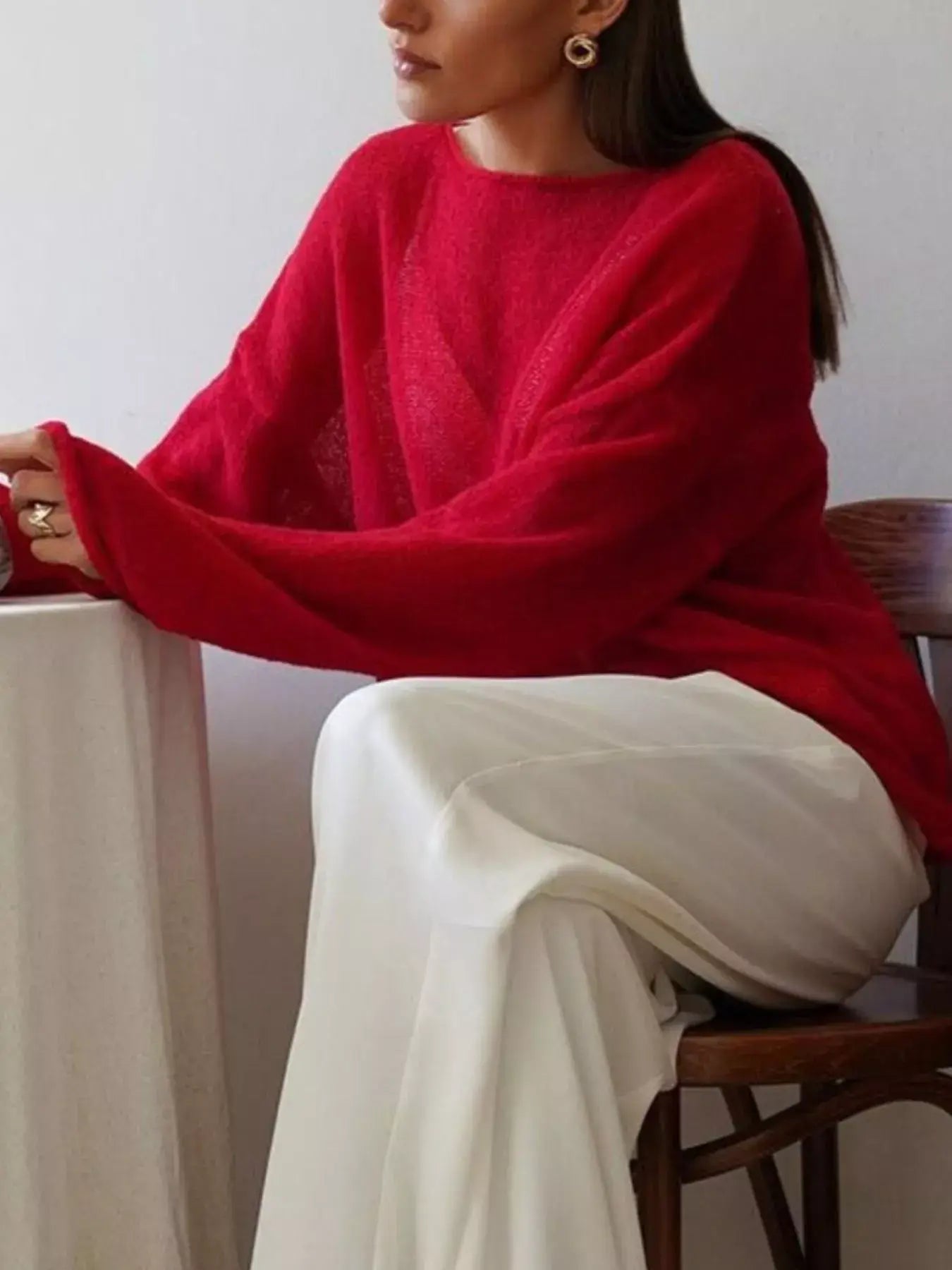 Boat Neck Dropped Shoulder Sweater - Trendsi - Flyclothing LLC