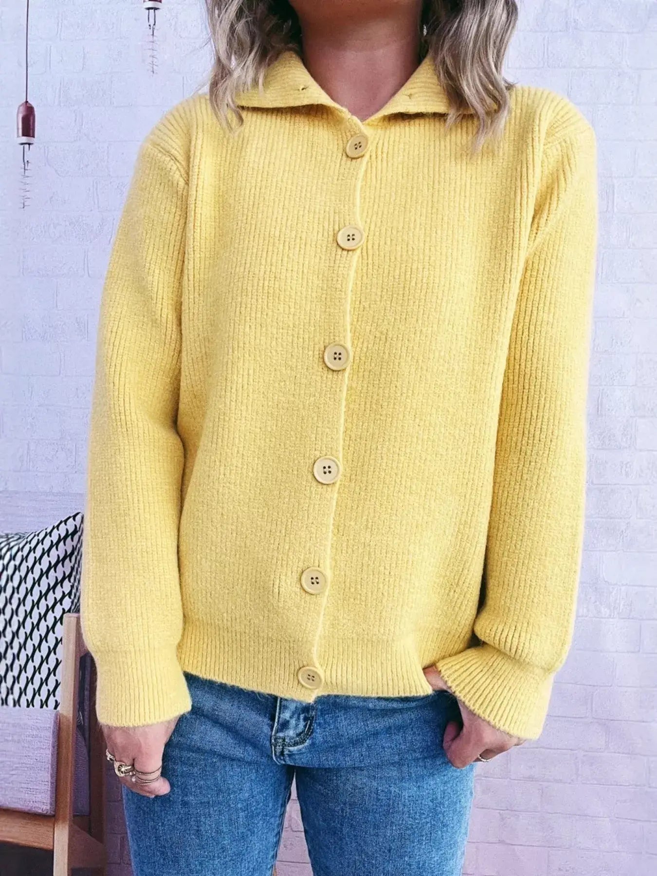 Ribbed Button-Up Cardigan - Trendsi - Flyclothing LLC