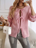 Devine Tied Round Neck Dropped Shoulder Cardigan - Trendsi - Flyclothing LLC