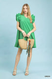 Umgee Seersucker Ruffle Shift Dress - Trendsi - Flyclothing LLC