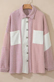 Color Block Houndstooth Collared Neck Shacket - Trendsi