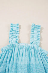 Printed Ruffled Wide Straps Tank - Trendsi - Flyclothing LLC