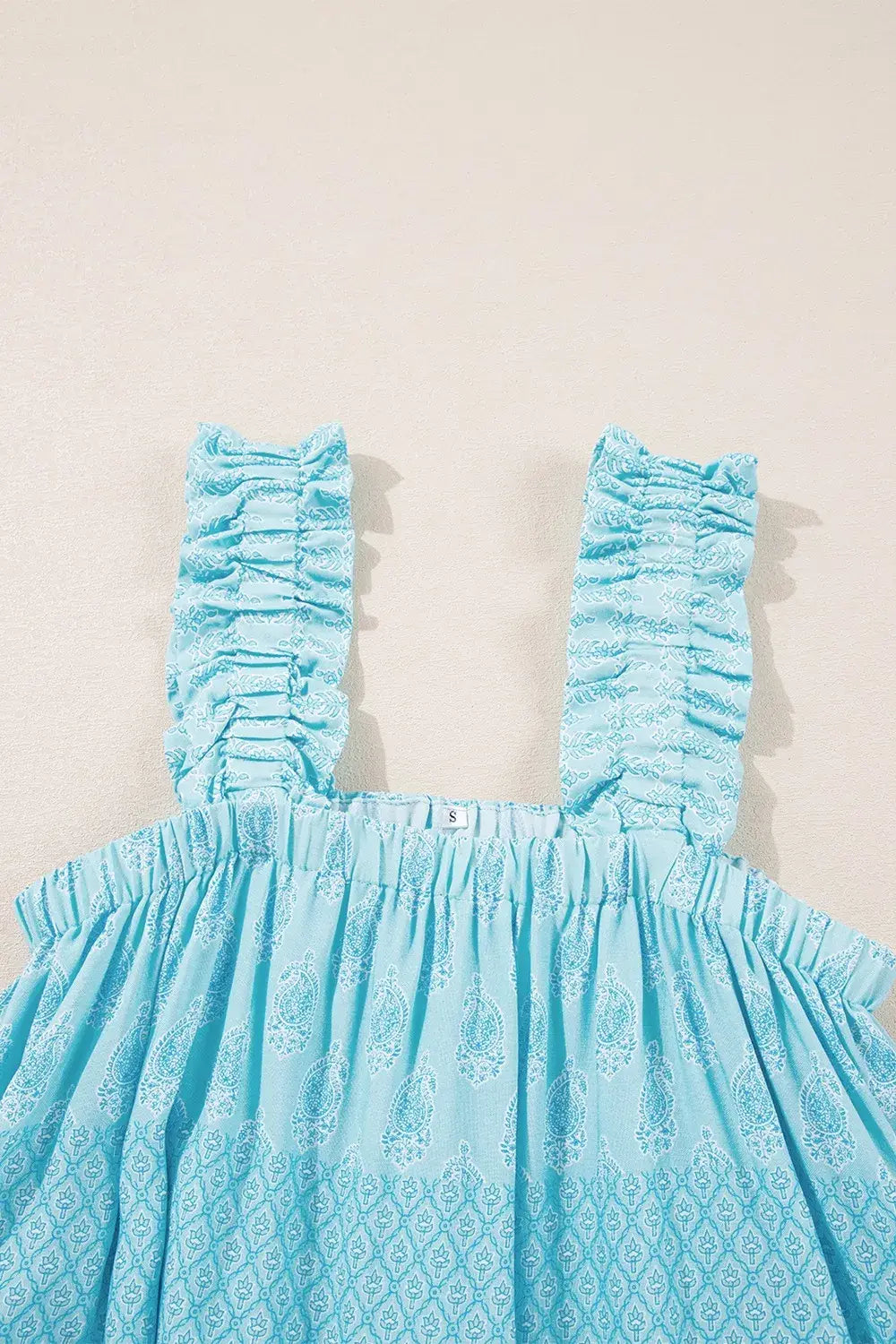 Printed Ruffled Wide Straps Tank - Trendsi - Flyclothing LLC