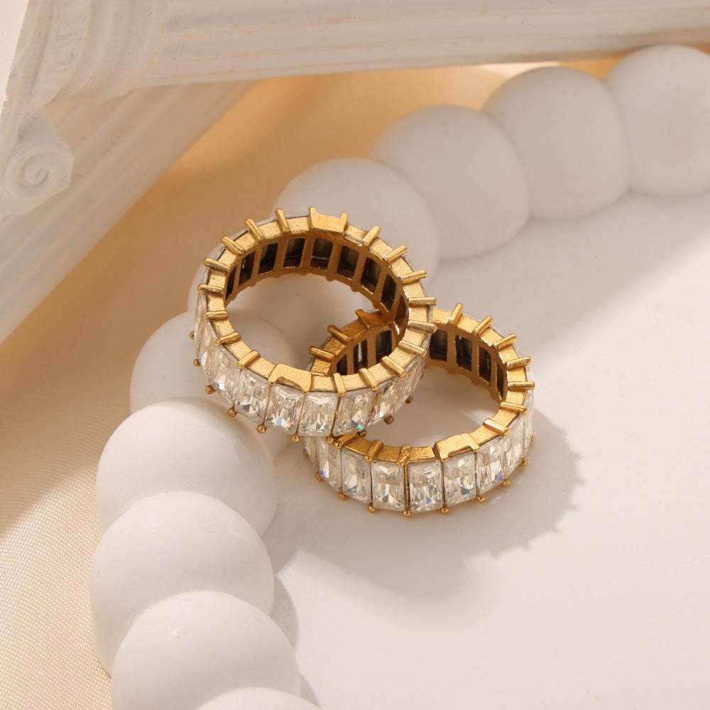 Titanium Steel Inlaid Zircon Ring - Trendsi - Flyclothing LLC