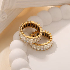 Titanium Steel Inlaid Zircon Ring - Trendsi