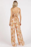Mittoshop Flower Print Gathered Bust Sleeveless Jumpsuit - Trendsi