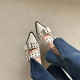 Point Toe Eyelet Buckle Slip-Ons - Trendsi