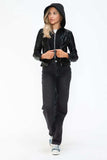 Snobbish Faux Leather Zip Up Drawstring Hooded Jacket - Trendsi - Flyclothing LLC
