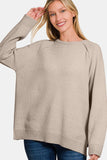 Zenana Side Slit Raglan Sleeve Sweater - Trendsi - Flyclothing LLC
