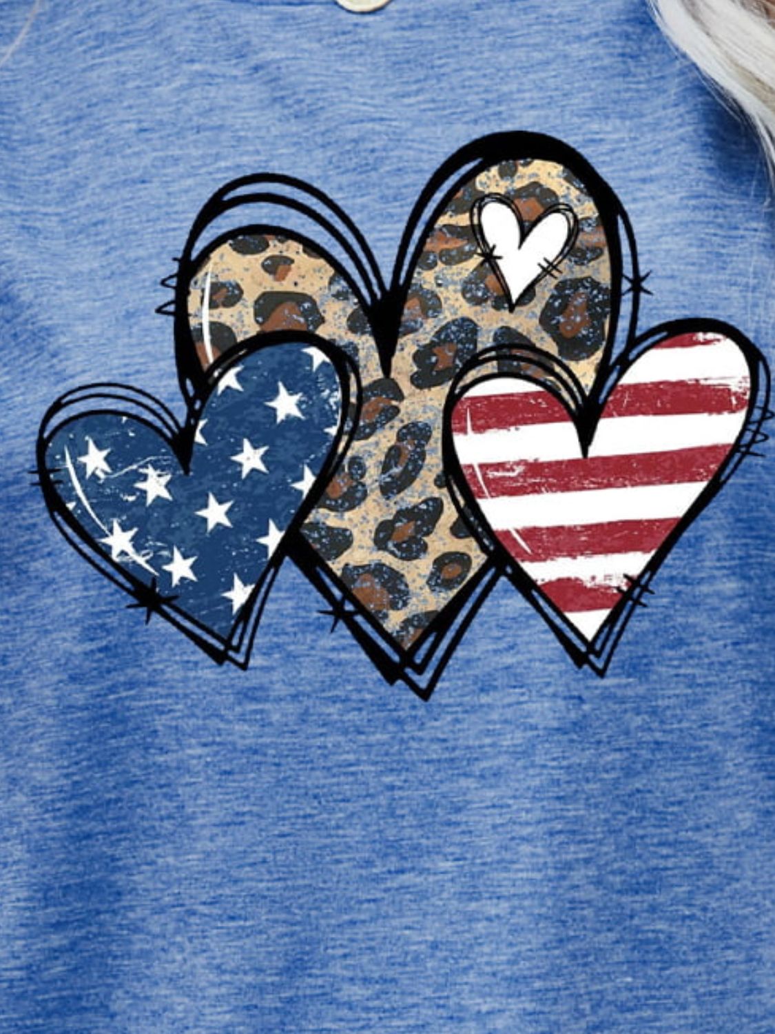 US Flag Leopard Heart Graphic Tee - Trendsi - Flyclothing LLC