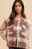 Annie Wear Faux Fur Plaid Button Up Jacket - Trendsi