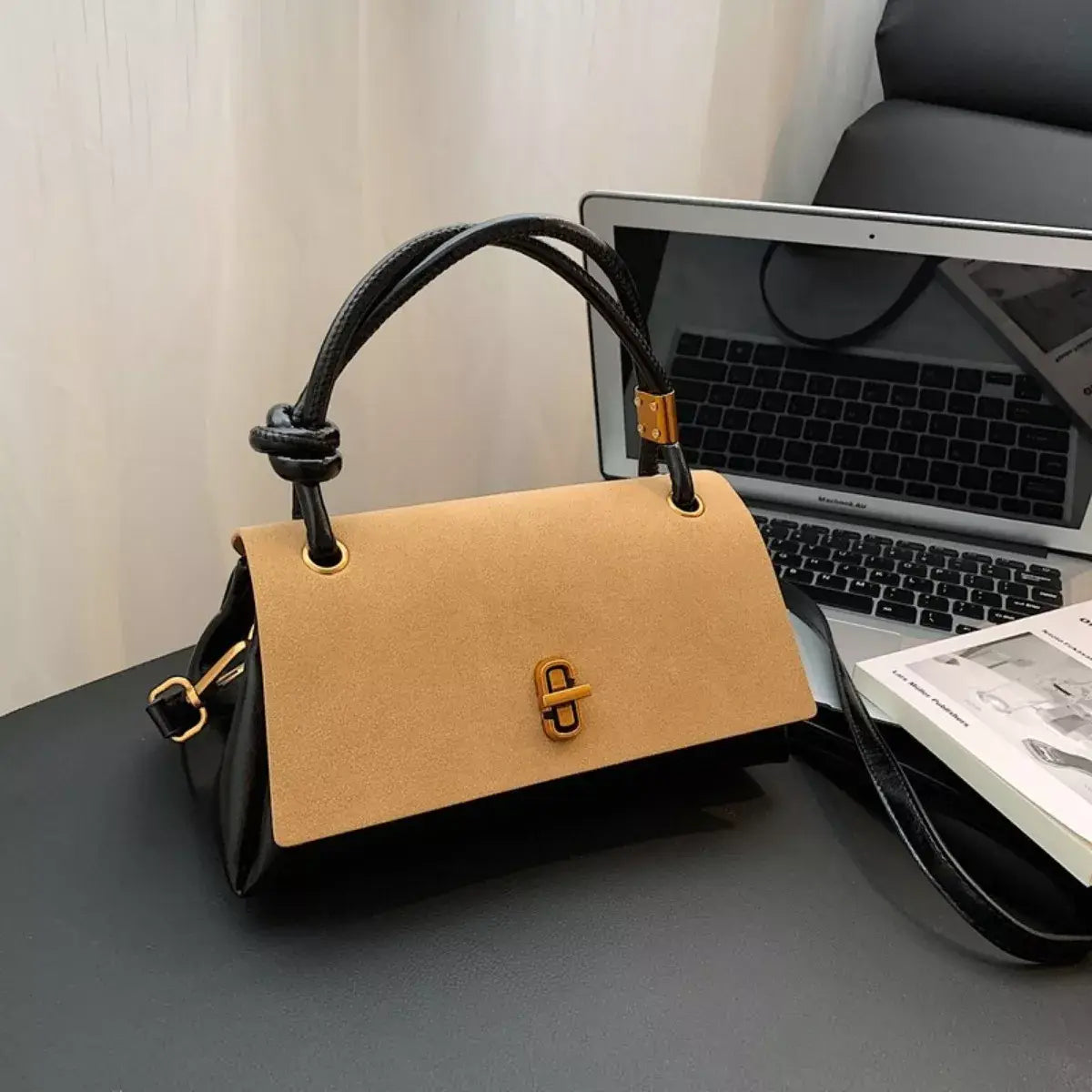 Flap Crossbody Bag with Top Handle - Trendsi - Flyclothing LLC