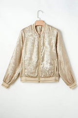 Baseball Collar Zip Up Long Sleeve Jacket - Trendsi - Flyclothing LLC