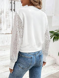 Baseball Collar Lace Patchwork Long Sleeve Jacket - Trendsi