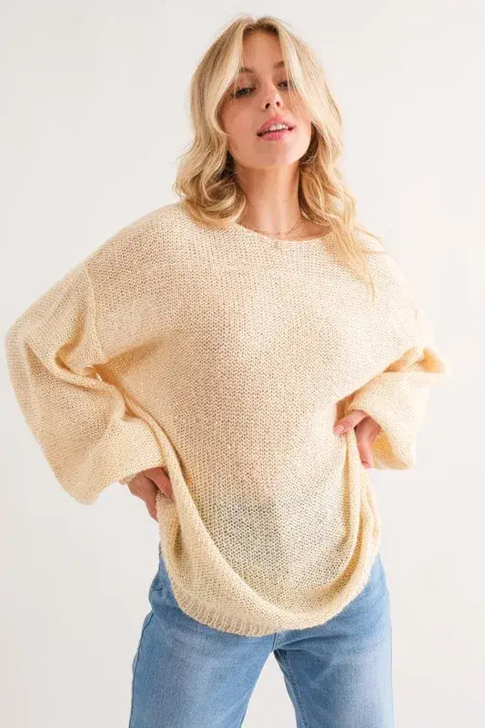 And The Why Sequined Light Weight Pullover Sweater - Trendsi - Flyclothing LLC