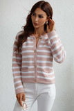 Striped Button Down Long Sleeve Cardigan - Trendsi - Flyclothing LLC