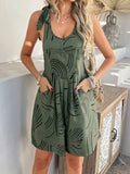 Devine Printed Tie Shoulder Overalls with Pockets - Trendsi - Flyclothing LLC