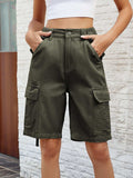 High Waist Denim Shorts with Pockets - Trendsi - Flyclothing LLC
