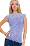 Zenana Stone Washed Ribbed Seamless Top - Trendsi
