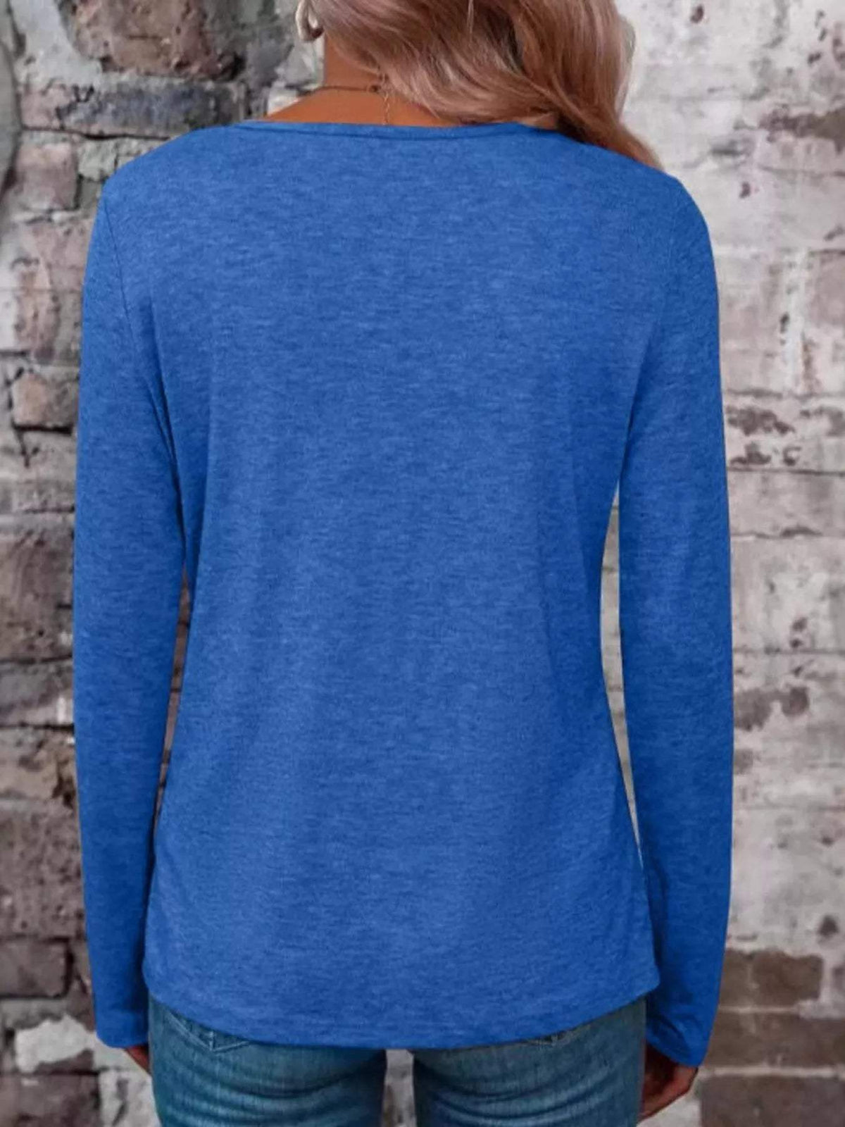 Crisscross V-Neck Long Sleeve T-Shirt - Trendsi - Flyclothing LLC