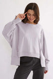 Exposed Seam High-Low Long Sleeve Sweatshirt - Trendsi - Flyclothing LLC