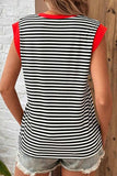 Striped Round Neck Cap Sleeve Top - Trendsi - Flyclothing LLC