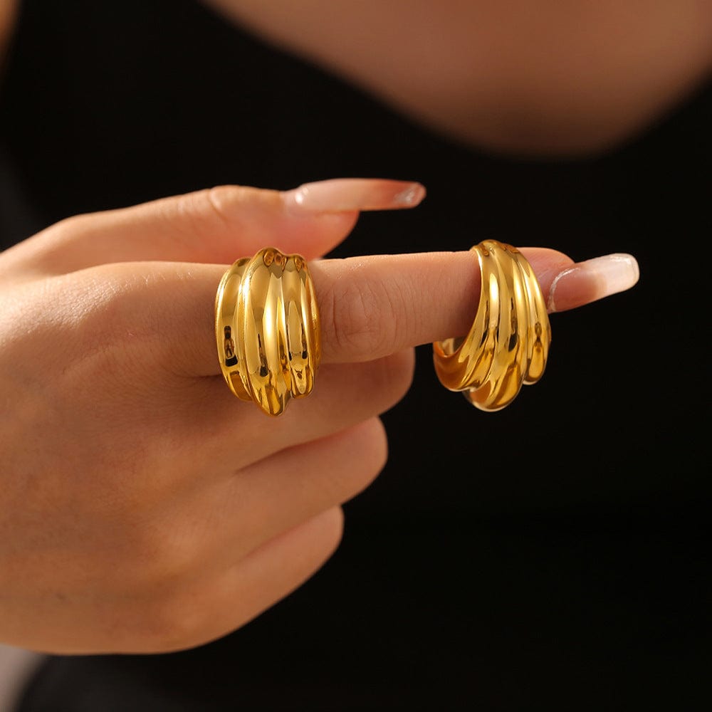 18K Gold-Plated Titanium Steel Open Ring - Trendsi