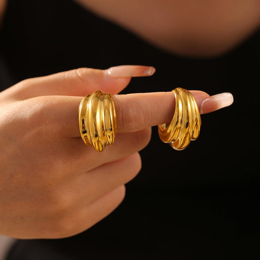 18K Gold-Plated Titanium Steel Open Ring - Trendsi