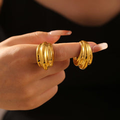 18K Gold-Plated Titanium Steel Open Ring - Trendsi