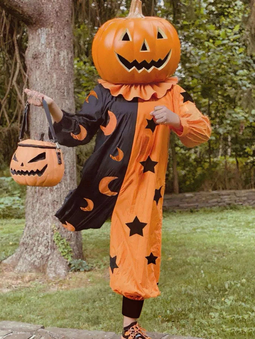 Halloween Two-Tone Star & Moon Print Jumpsuit - Trendsi - Flyclothing LLC