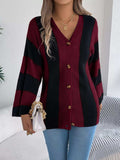Color Block Button-Up Cardigan - Trendsi - Flyclothing LLC