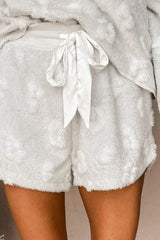 Round Neck Long Sleeve Top and Shorts Lounge Set - Trendsi - Flyclothing LLC