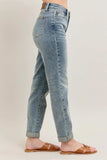 Judy Blue Full Size Hw Vintage Wash Double Roll Cuff Bf Jeans Plus Size - Trendsi - Flyclothing LLC