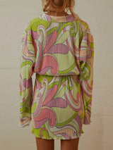 Tied Button Up Long Sleeve Dress - Trendsi - Flyclothing LLC