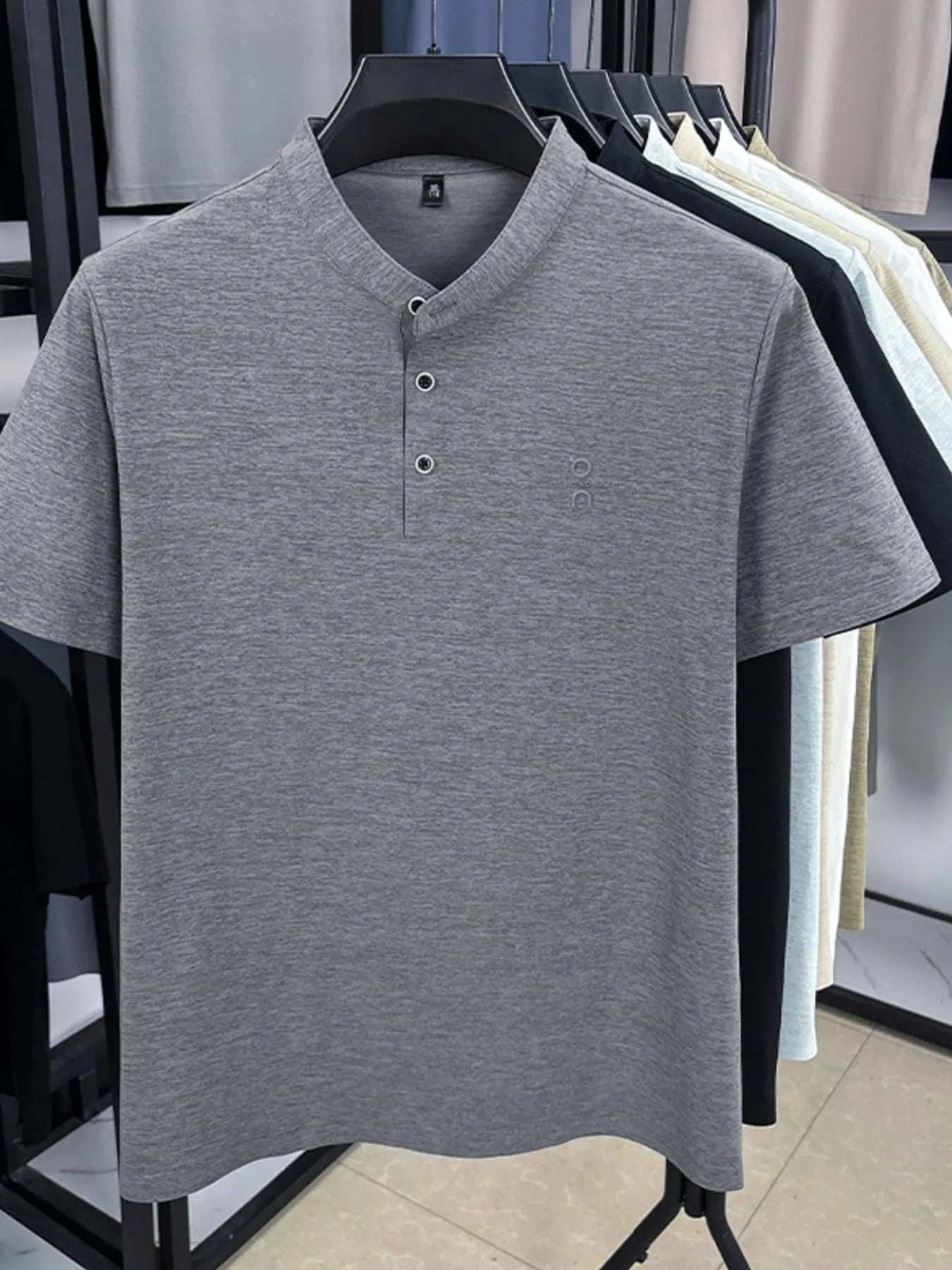 Men's Plus Size Button Detail Short Sleeve Polo - Trendsi - Flyclothing LLC