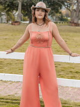 Plus Size Lace Detail Spaghetti Strap Wide Leg Jumpsuit - Trendsi - Flyclothing LLC