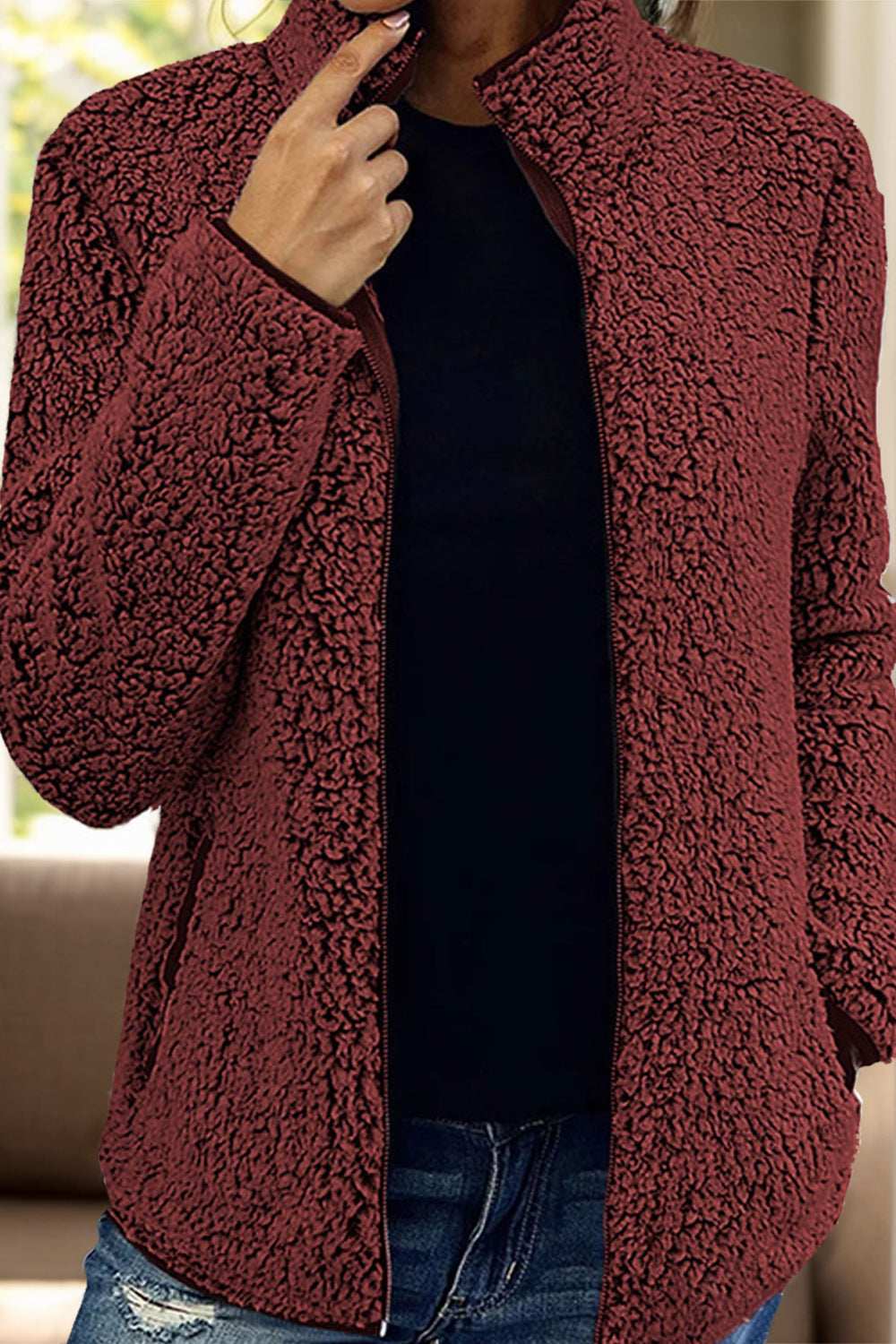 Pocketed Zip Up Turtleneck Jacket - Trendsi - Flyclothing LLC