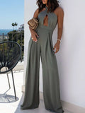 Wide Leg Cutout Halter Neck Jumpsuit - Trendsi - Flyclothing LLC