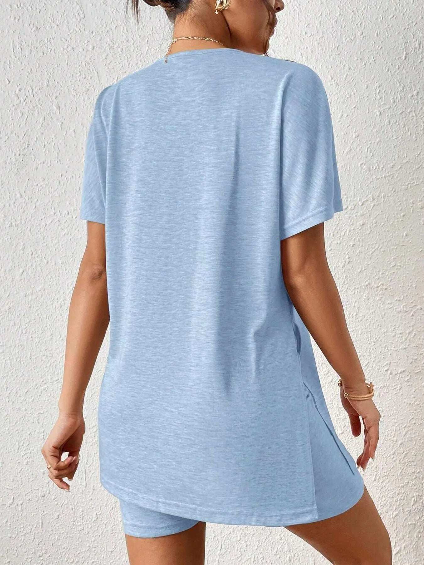 Casual Round Neck T-Shirt and Shorts Set - Trendsi - Flyclothing LLC