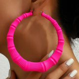 Stainless Steel Textured Hoop Earrings - Trendsi - Flyclothing LLC