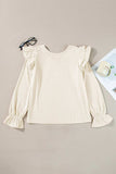 Ruffled Round Neck Flounce Sleeve Top - Trendsi - Flyclothing LLC