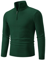 Men's Plus Size Quarter Zip Long Sleeve Knit Top - Trendsi - Flyclothing LLC