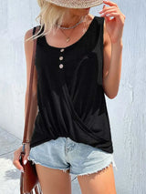 Full Size Decorative Button Round Neck Tank Plus Size - Trendsi - Flyclothing LLC