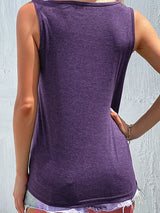Full Size Decorative Button Round Neck Tank Plus Size - Trendsi - Flyclothing LLC