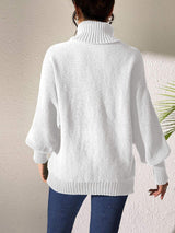 Lip Turtleneck Long Sleeve Sweater - Trendsi - Flyclothing LLC