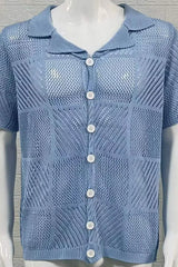 Men's Button Down Checkered Eyelet Shirt - Trendsi - Flyclothing LLC
