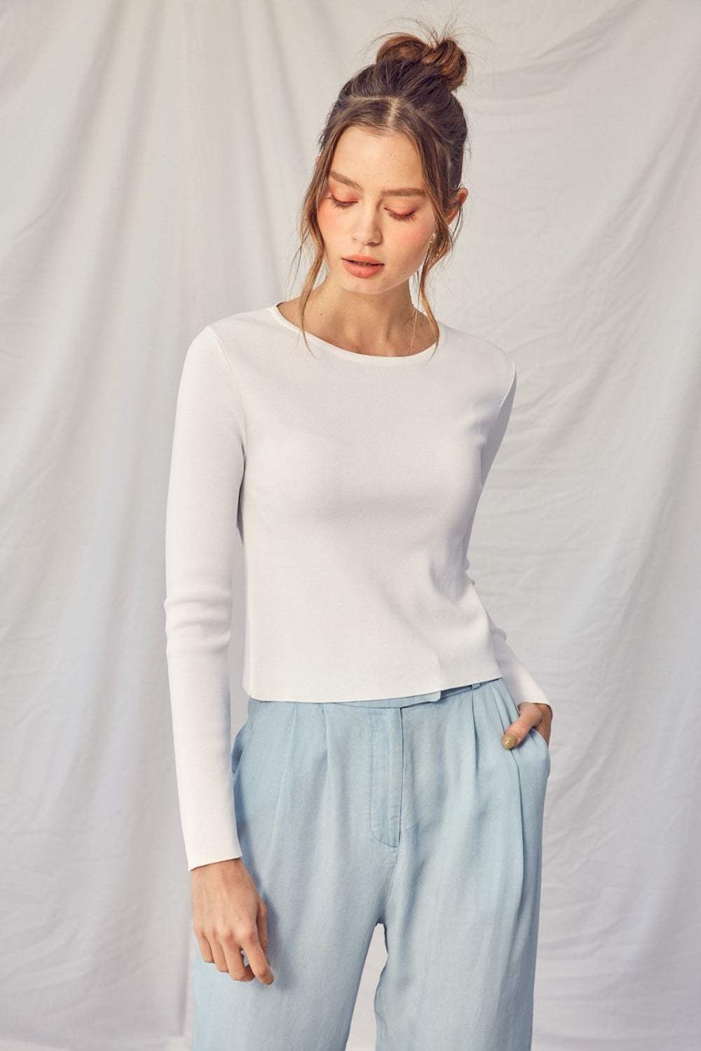 Idem Ditto Twisted Backless Long Sleeve Knit Top - Trendsi - Flyclothing LLC
