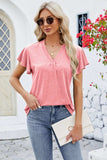 V-Neck Flutter Sleeve T-Shirt - Trendsi - Flyclothing LLC