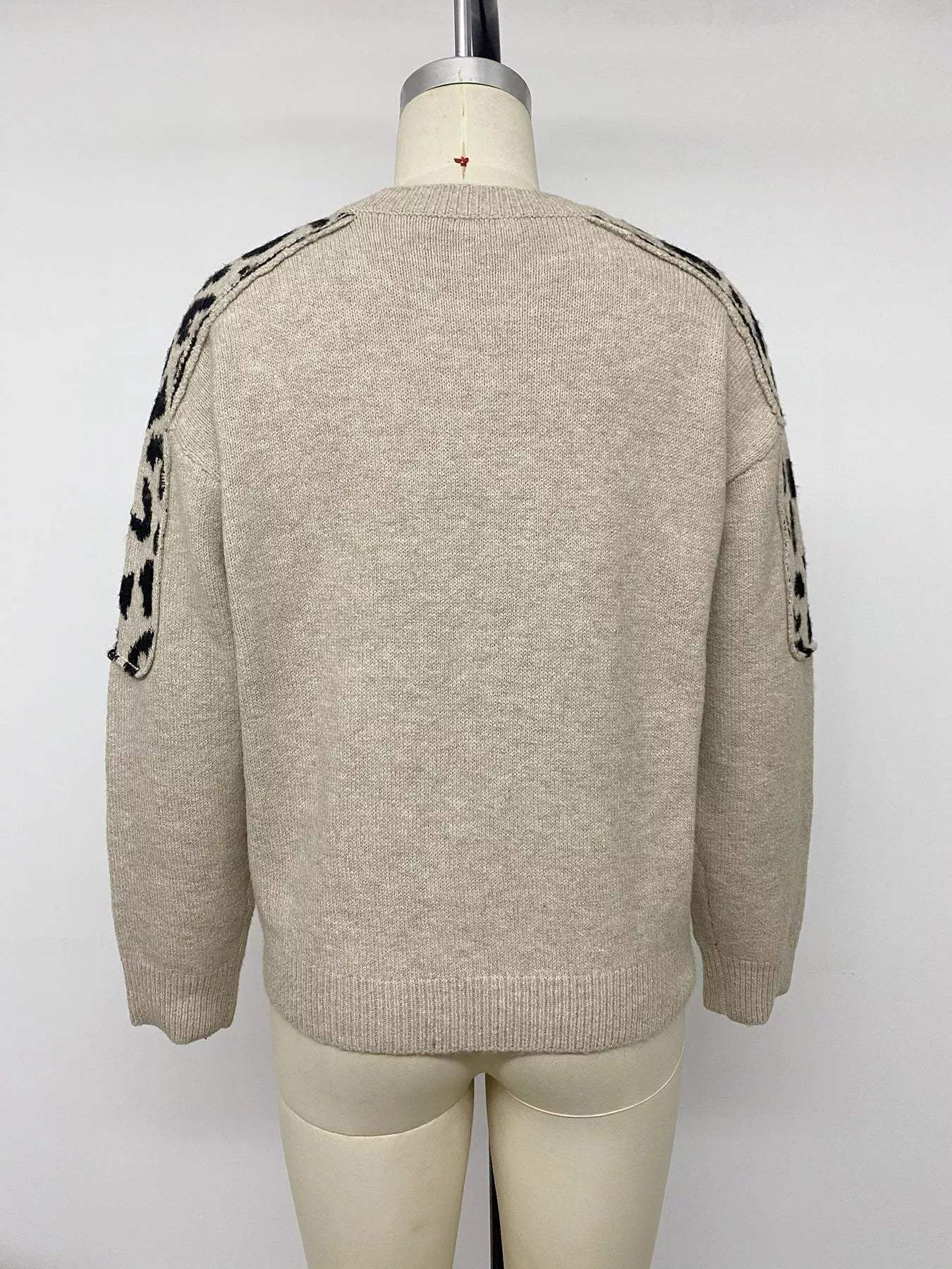 Leopard Round Neck Sweater - Trendsi - Flyclothing LLC